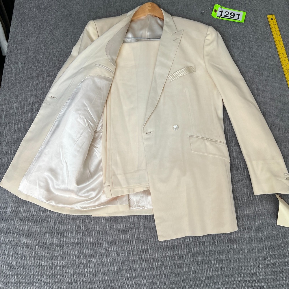 Ozwald Boateng 2-Piece Blazer & Pants Suit Mens 44L 35x35 Cream Double-Breasted